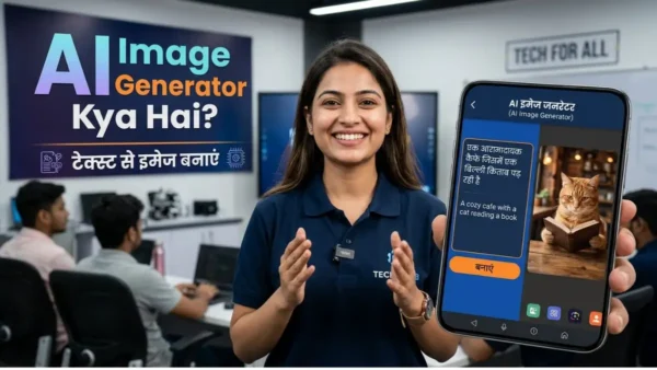 AI image generator working process explained with smartphone and AI generated image examples