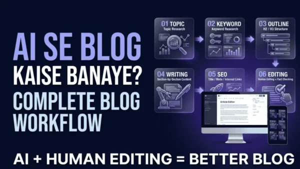 AI से Blog कैसे बनाएं Topic Keyword Outline Writing और SEO Workflow