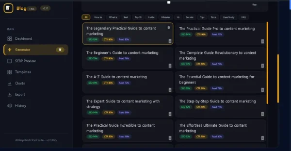 Blog Title Generator से generate किए गए SEO और CTR optimized blog titles