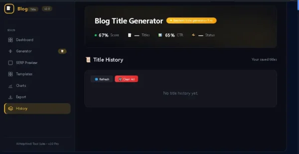 Blog Title Generator में generated titles की history और saved titles section