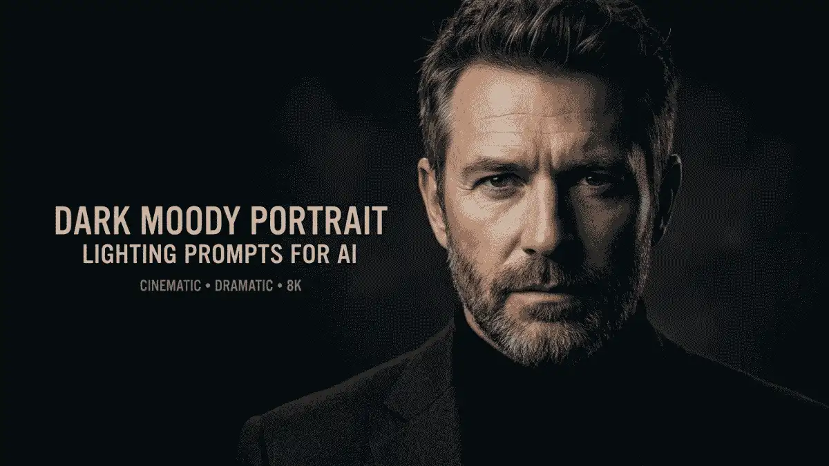 Dark Moody Portrait Lighting Prompts for AI (AI के लिए Dark Moody Portrait Lighting प्रॉम्प्ट)