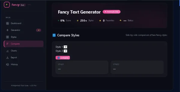 Fancy Text Generator में दो fancy text styles को side by side compare करने का tool