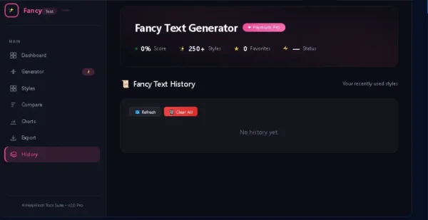 Fancy Text Generator में recently used styles की History देखने का विकल्प