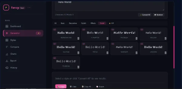 Social Media Fancy Text Generator में Instagram WhatsApp YouTube TikTok और Facebook text styles