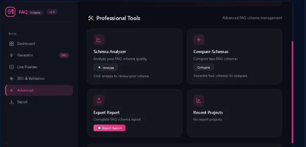 FAQ Schema Generator में Schema Analyzer और Advanced Professional Tools