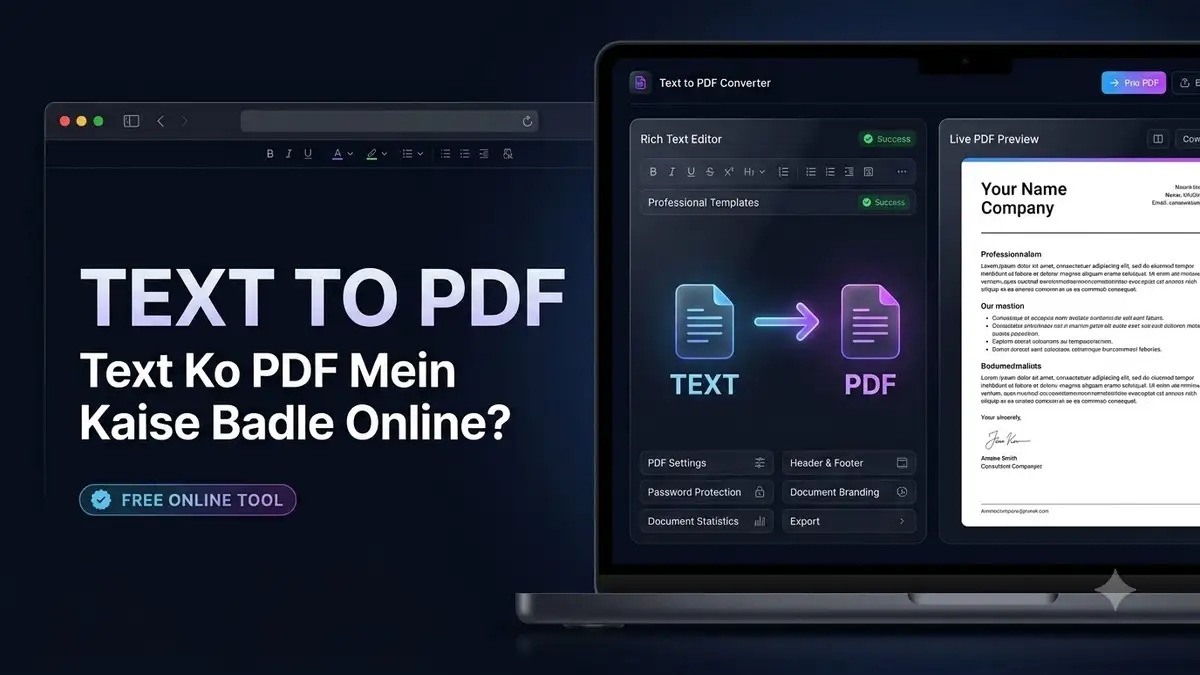Free Online Text to PDF Converter Tool – Text को PDF में कैसे बदलें