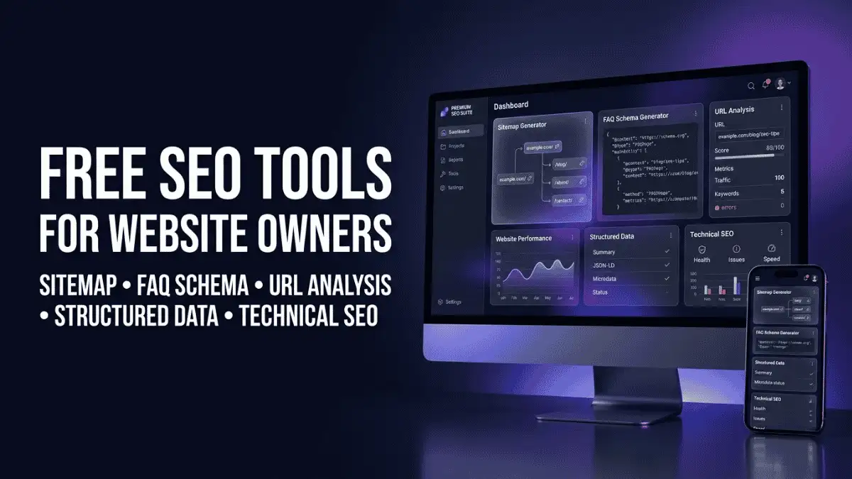 Free SEO Tools for Website Owners में Sitemap Generator और FAQ Schema Generator