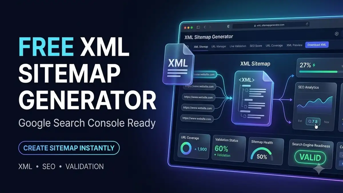 Google Search Console के लिए Free XML Sitemap Generator Tool का dashboard