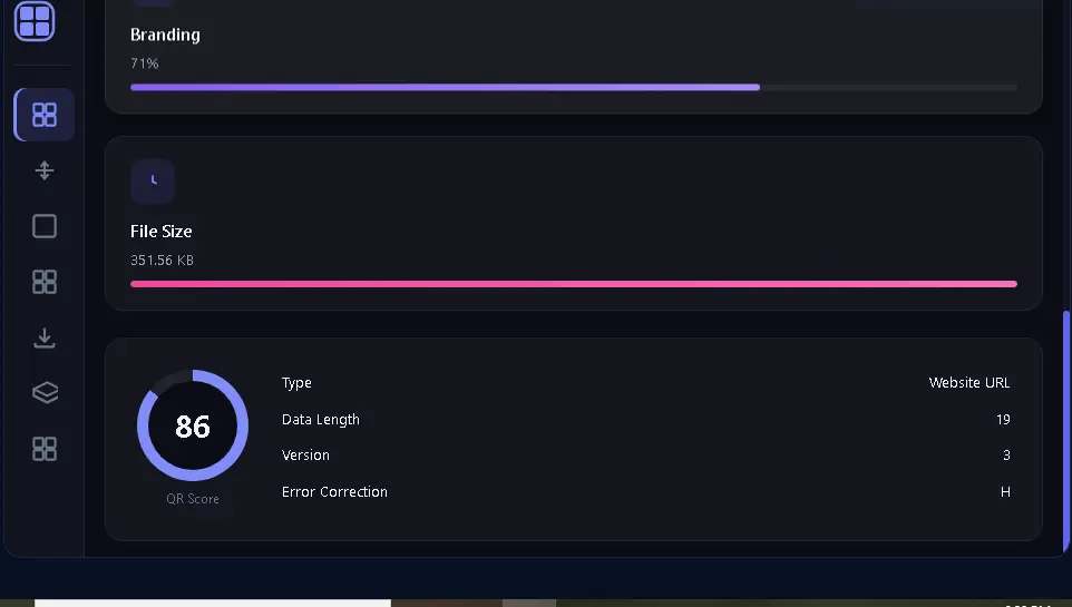 QR Code Generator में QR quality score और dashboard overview