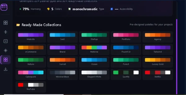 Ready-made color palette collections for Website SaaS Startup Portfolio and Brand design