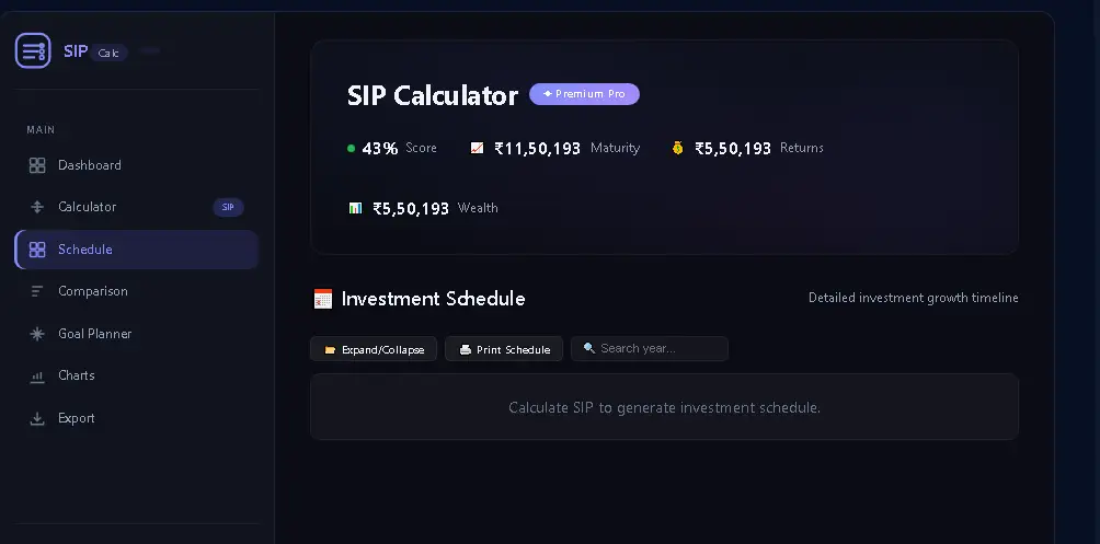 SIP Calculator में monthly investment schedule और SIP growth timeline