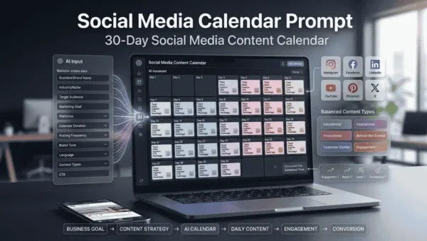 Social Media Calendar Prompt – AI की मदद से 30 दिनों का प्रोफेशनल Social Media Content Calendar बनाएं