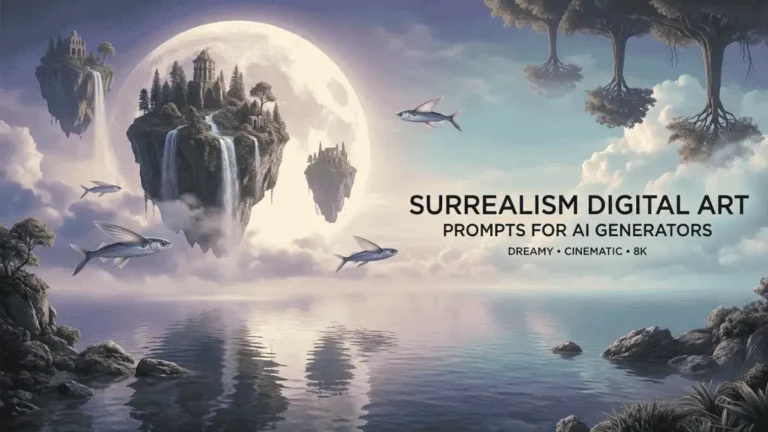 Surrealism Digital Art Prompts for AI Generators से बनी रहस्यमयी डिजिटल आर्ट