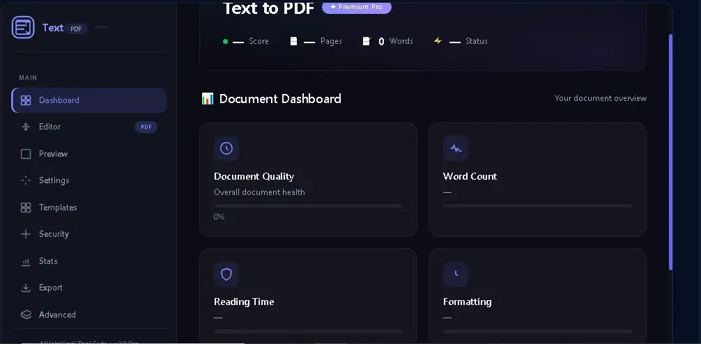 Text to PDF Converter का Document Dashboard