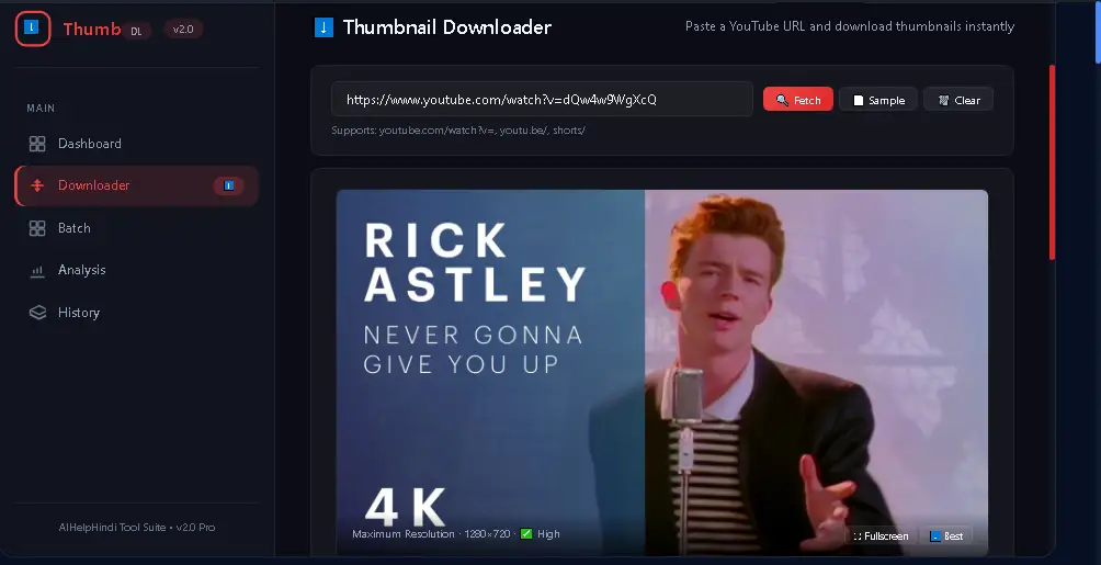 YouTube Thumbnail Downloader में HD Thumbnail Preview