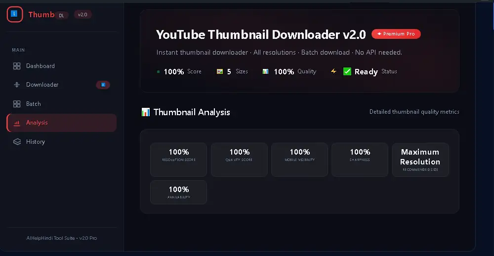 YouTube Thumbnail Information में Resolution Quality और Aspect Ratio Analysis