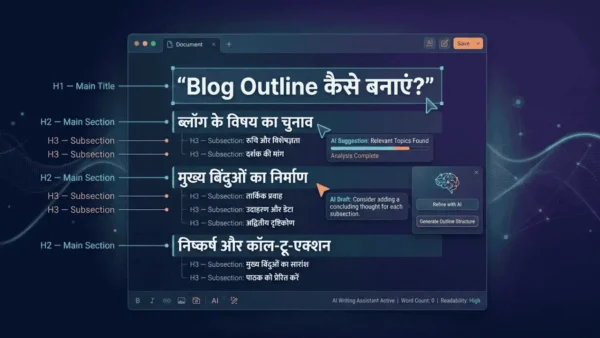 AI से ब्लॉग का H1 H2 और H3 heading outline बनाना