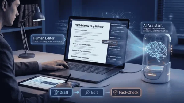 AI से ब्लॉग draft बनाकर content quality और readability सुधारना