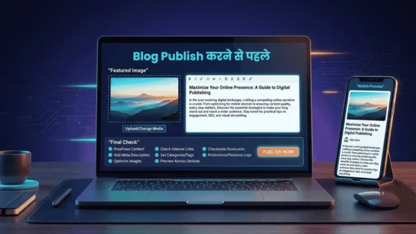 ब्लॉग की featured image तैयार करके mobile preview जाँचना और publish करना