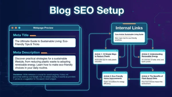 Blog meta title description और internal links का SEO setup