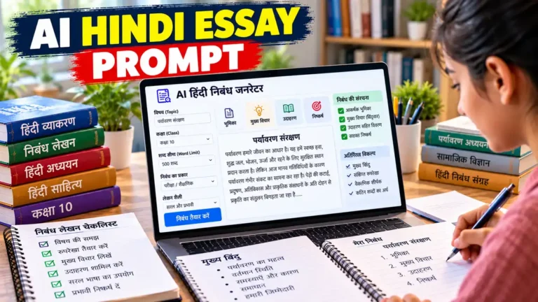 AI Hindi Essay Prompt for structured Hindi essays, simple language and effective conclusions