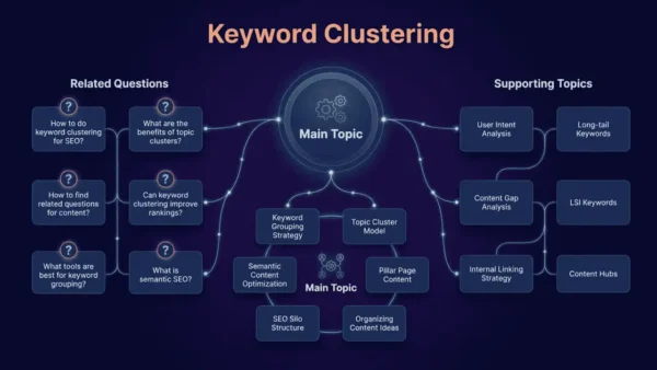 Related keyword questions को topic clusters में व्यवस्थित करना