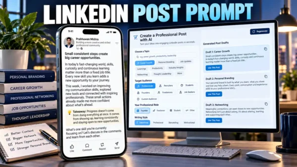 LinkedIn Post Prompt – AI की मदद से प्रोफेशनल और वायरल LinkedIn Posts बनाएं