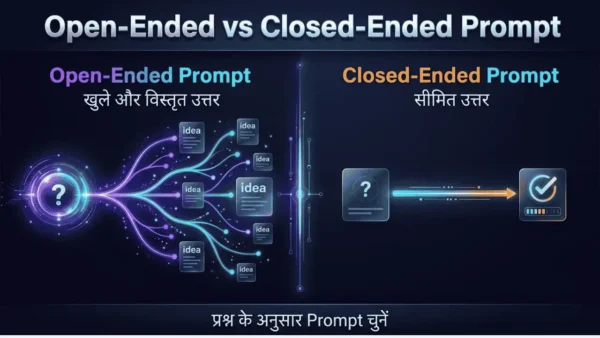 Open-Ended Prompt के विस्तृत उत्तर और Closed-Ended Prompt के सीमित उत्तर की तुलना