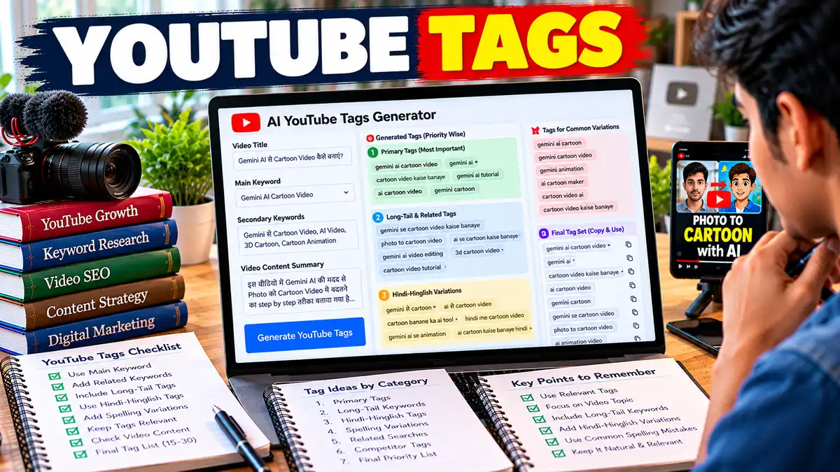 YouTube Tags Prompt: AI से सही YouTube Tags Generate करें