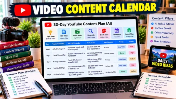 Video Content Calendar Prompt: AI से 30 दिन का YouTube Content Calendar बनाएं